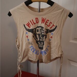 Texas America Beige Graphic Crop Top